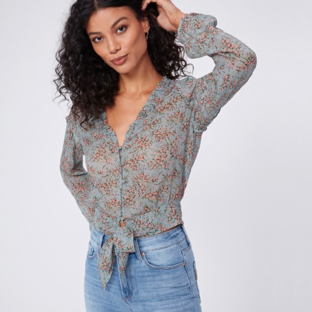 PAIGE Floral Tie-Front Blouse
